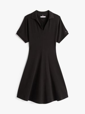 robe polo courte moulante et évasée bleu pour femmes tommy hilfiger