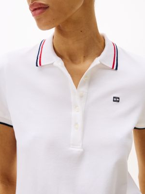 multi slim fit contrast flag polo shirt for women tommy hilfiger