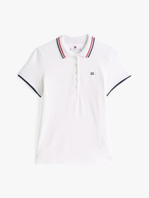 multi slim fit contrast flag polo shirt for women tommy hilfiger