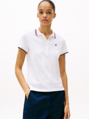 polo slim fit con bandierina a contrasto multicolore da donne tommy hilfiger