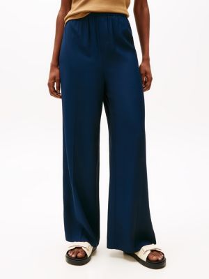 blue loose pull-on trousers for women tommy hilfiger