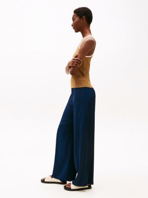 blue loose pull-on trousers for women tommy hilfiger