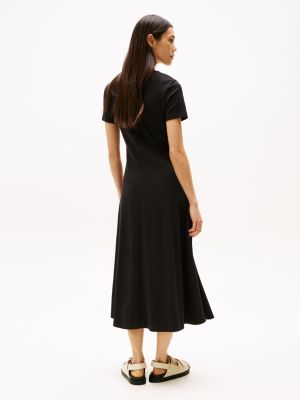 black fit and flare midi dress for women tommy hilfiger