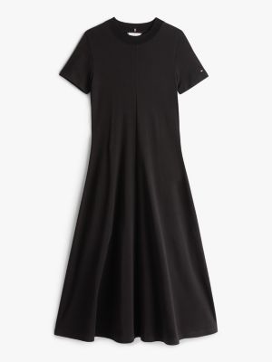 robe longueur midi moulante et évasée noir pour femmes tommy hilfiger