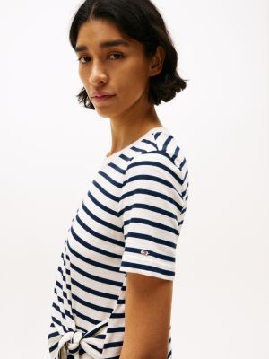 multi side knot crew neck t-shirt for women tommy hilfiger