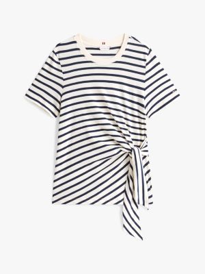 multi side knot crew neck t-shirt for women tommy hilfiger