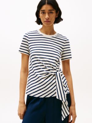 multi side knot crew neck t-shirt for women tommy hilfiger