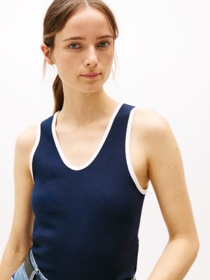 multi slim fit tanktop mit kontrast-details für damen - tommy hilfiger