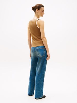 camiseta slim sin mangas marrón de mujeres tommy hilfiger