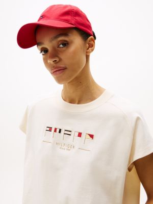 white flag embroidery relaxed t-shirt for women tommy hilfiger