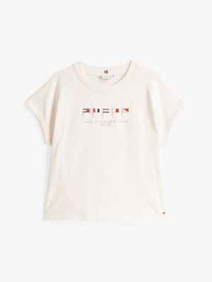 white flag embroidery relaxed t-shirt for women tommy hilfiger