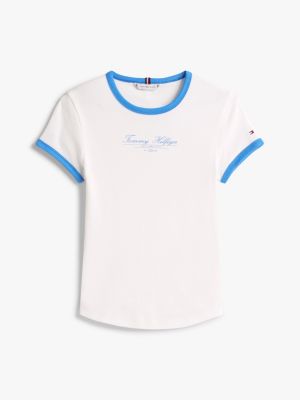 multi slim fit t-shirt mit logo-stickerei für damen - tommy hilfiger