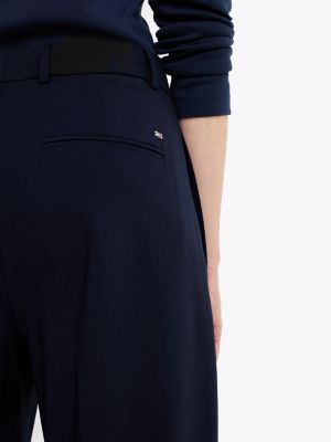 pantaloni relaxed fit dritti in misto lana blu da donne tommy hilfiger