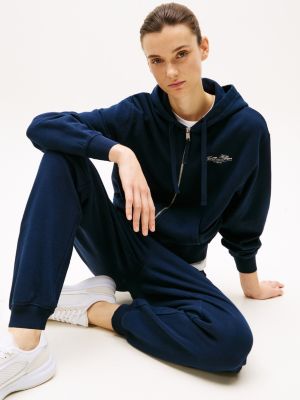 blue logo zip-thru hoody for women tommy hilfiger