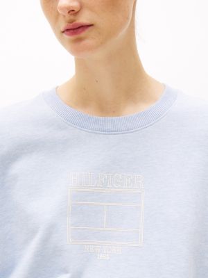 blue hilfiger flag crew neck jumper for women tommy hilfiger