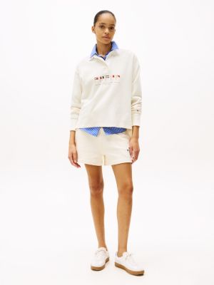 gelb relaxed fit pullover mit polokragen und logo für damen - tommy hilfiger