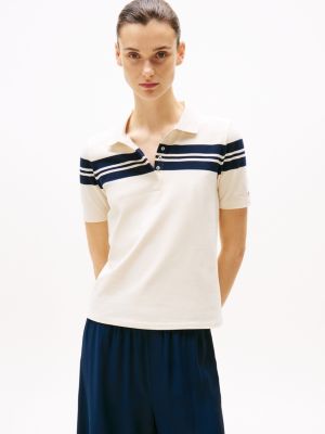 polo ajusté à rayures multi pour femmes tommy hilfiger