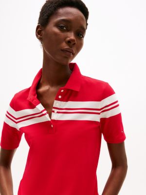 multi stripe slim fit polo shirt for women tommy hilfiger