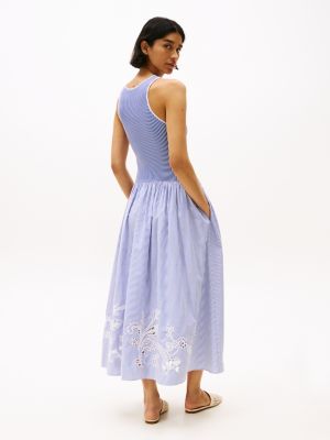 blue broderie anglaise maxi dress for women tommy hilfiger