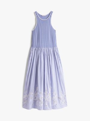 blue broderie anglaise maxi dress for women tommy hilfiger