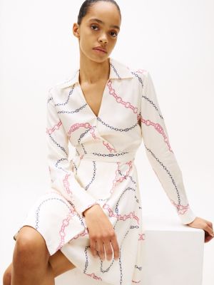 robe portefeuille courte à motif plusieurs couleurs pour femmes tommy hilfiger