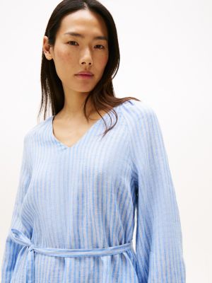 robe courte en lin à col en v plusieurs couleurs pour femmes tommy hilfiger