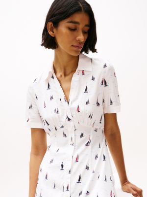 robe chemise longue à motif et découpe plusieurs couleurs pour femmes tommy hilfiger