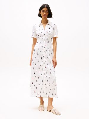 multi print cut out maxi shirt dress for women tommy hilfiger