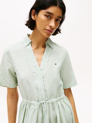 multi pure linen mini shirt dress for women tommy hilfiger