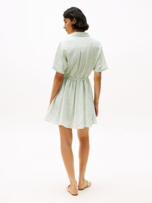 multi pure linen mini shirt dress for women tommy hilfiger