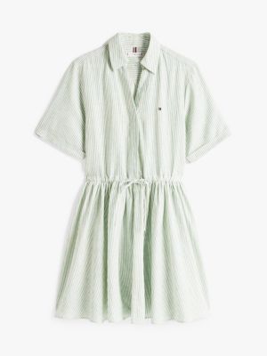 multi pure linen mini shirt dress for women tommy hilfiger