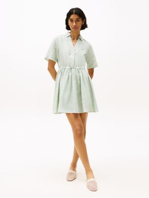 multi pure linen mini shirt dress for women tommy hilfiger