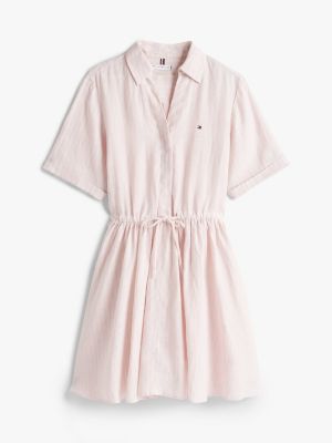 pink pure linen mini shirt dress for women tommy hilfiger