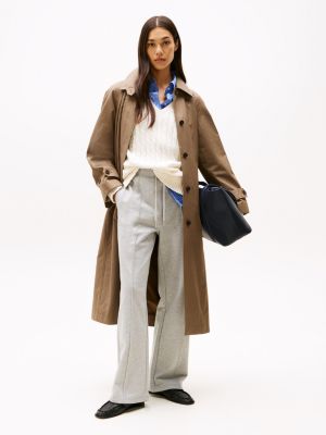 grey joggery o prostym kroju z flagą hilfiger dla kobiety - tommy hilfiger
