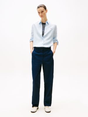 blue regular fit linen shirt for women tommy hilfiger