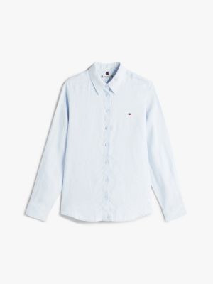 blue regular fit linen shirt for women tommy hilfiger