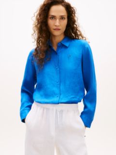 Relaxed Fit Pure Linen Shirt — Blue 1