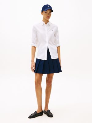 white regular fit linen shirt for women tommy hilfiger