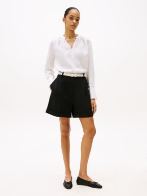 white relaxed fit linen blouse for women tommy hilfiger