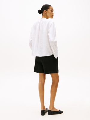 white relaxed fit linen blouse for women tommy hilfiger