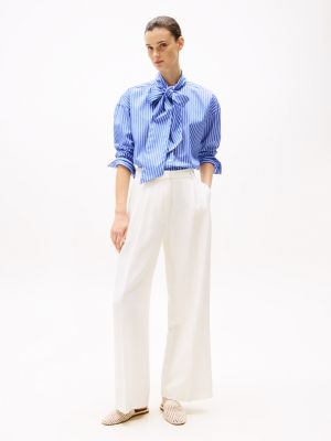 multi relaxed fit bow collar shirt for women tommy hilfiger