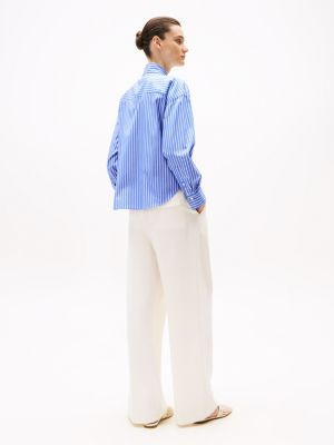 multi relaxed fit bow collar shirt for women tommy hilfiger