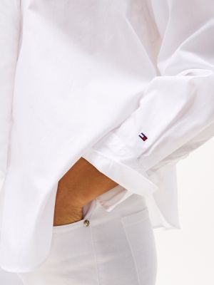 white relaxed fit bow collar shirt for women tommy hilfiger