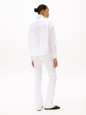 white relaxed fit bow collar shirt for women tommy hilfiger