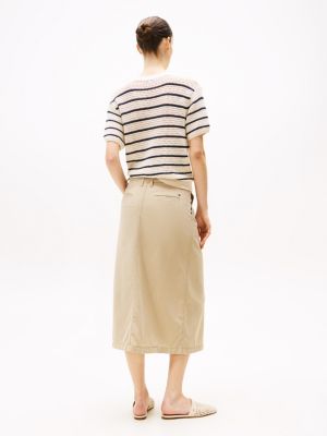 beige midi chino skirt for women tommy hilfiger