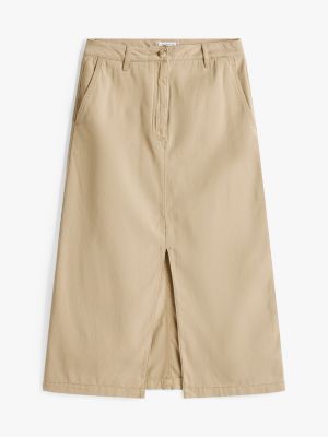 beige midi chino skirt for women tommy hilfiger