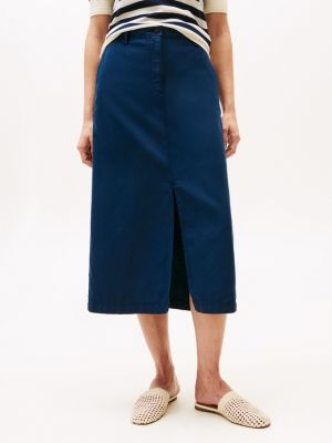 blue midi chino skirt for women tommy hilfiger