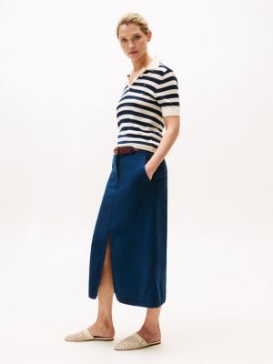 blue midi chino skirt for women tommy hilfiger