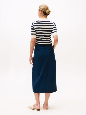 blue midi chino skirt for women tommy hilfiger