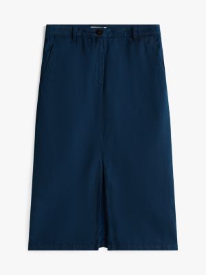 blue midi chino skirt for women tommy hilfiger